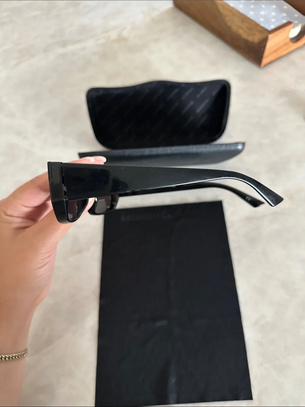 Balenciaga Black Shield Sunglasses with Branded Case